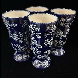 Temptations By Tara Cobalt Blue Floral Lace 4-Pc. Parfait Cups 15oz